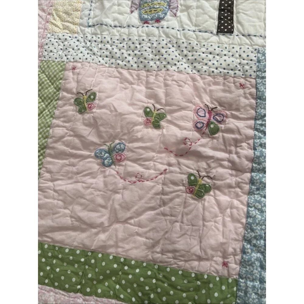 Pottery‎ Barn Kids Hayley Owl Birds Floral 50/36” Baby Toddler Crib Quilt